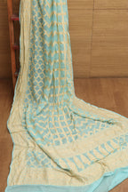 Blue Banarasi Pure Georgette Dupatta : Handloom Elegance - Luxurion World