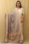 Elegant Grey Banarasi Handloom Pure Georgette Dupatta - Luxurion World