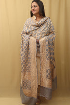 Elegant Grey Banarasi Handloom Pure Georgette Dupatta - Luxurion World
