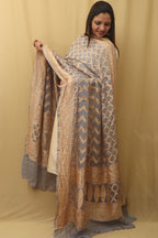 Elegant Grey Banarasi Handloom Pure Georgette Dupatta - Luxurion World