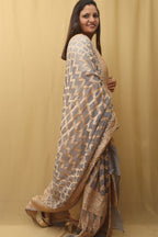 Elegant Grey Banarasi Handloom Pure Georgette Dupatta - Luxurion World