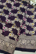 Elegant Maroon Banarasi Silk Meenakari Dupatta - Luxurion World- Crafted Heirlooms