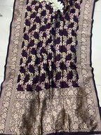 Elegant Maroon Banarasi Silk Meenakari Dupatta - Luxurion World- Crafted Heirlooms