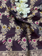 Elegant Maroon Banarasi Silk Meenakari Dupatta - Luxurion World- Crafted Heirlooms