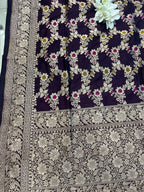 Elegant Maroon Banarasi Silk Meenakari Dupatta - Luxurion World- Crafted Heirlooms