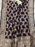 Elegant Maroon Banarasi Silk Meenakari Dupatta - Luxurion World- Crafted Heirlooms