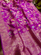 Pink Handloom Banarasi Pure Katan Silk Dupatta