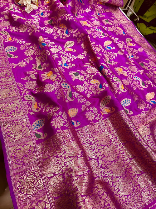 Pink Handloom Banarasi Pure Katan Silk Dupatta