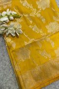 Yellow Handloom Banarasi Pure Katan Silk Dupatta