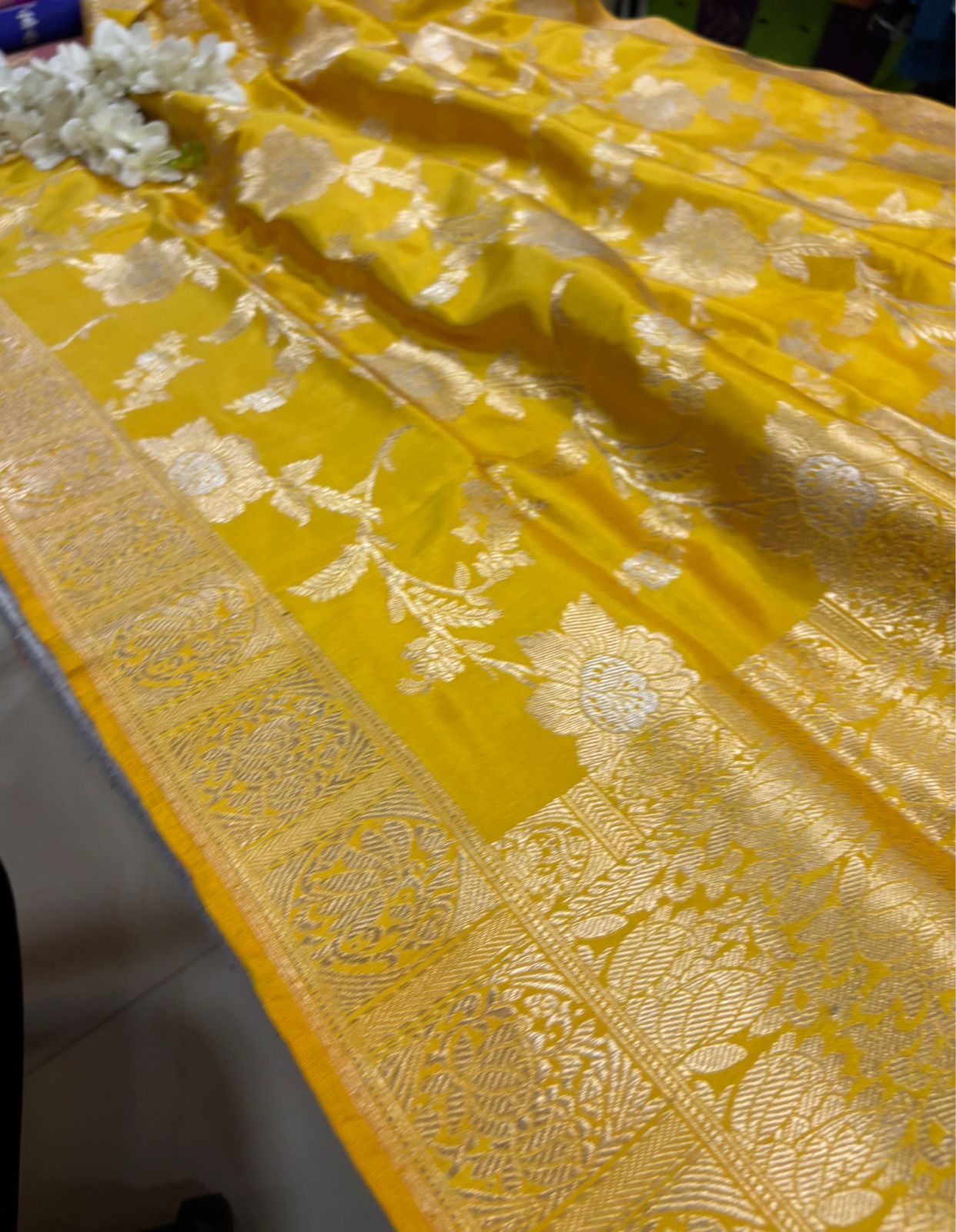Yellow Handloom Banarasi Pure Katan Silk Dupatta