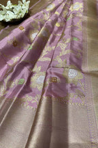 Exquisite Purple Handloom Banarasi Silk Sona Roopa Dupatta - Luxurion World- Crafted Heirlooms