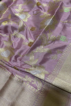 Exquisite Purple Handloom Banarasi Silk Sona Roopa Dupatta - Luxurion World- Crafted Heirlooms