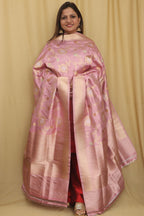 Exquisite Purple Handloom Banarasi Silk Sona Roopa Dupatta - Luxurion World- Crafted Heirlooms