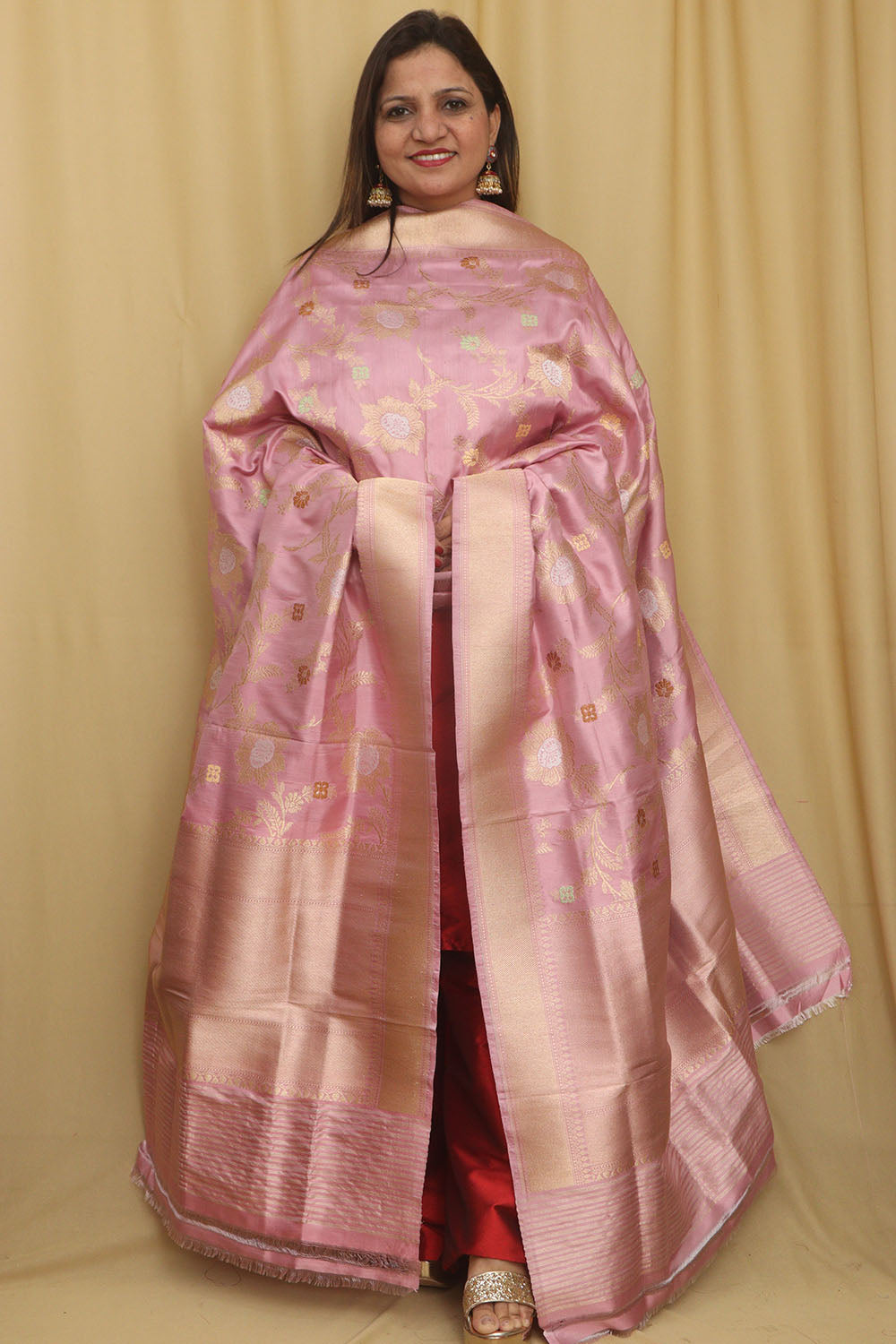 Exquisite Purple Handloom Banarasi Silk Sona Roopa Dupatta - Luxurion World- Crafted Heirlooms