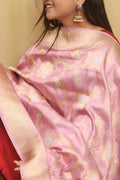 Exquisite Purple Handloom Banarasi Silk Sona Roopa Dupatta - Luxurion World- Crafted Heirlooms