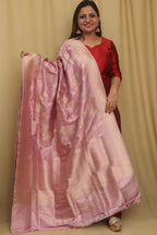 Exquisite Purple Handloom Banarasi Silk Sona Roopa Dupatta - Luxurion World- Crafted Heirlooms