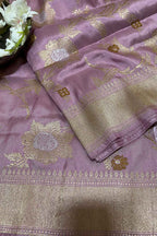 Exquisite Purple Handloom Banarasi Silk Sona Roopa Dupatta - Luxurion World- Crafted Heirlooms