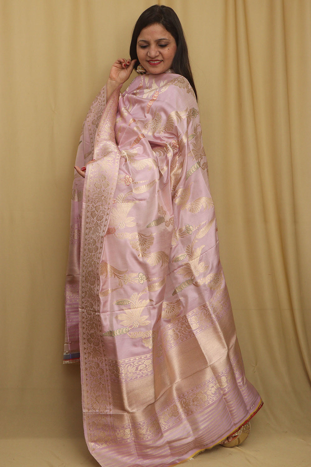 Pastel Handloom Banarasi Katan Silk Dupatta - Luxurion World- Crafted Heirlooms