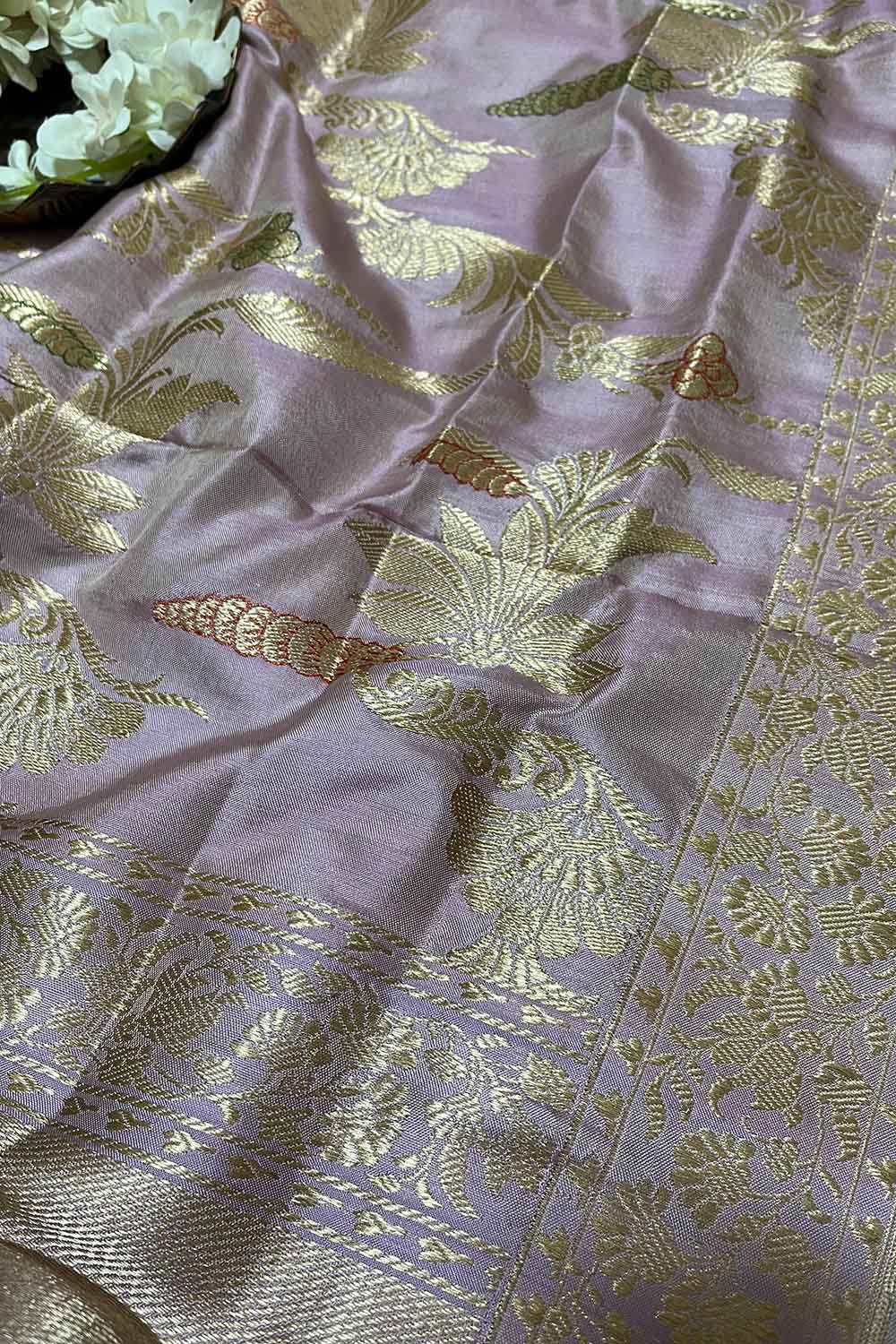 Pastel Handloom Banarasi Katan Silk Dupatta - Luxurion World- Crafted Heirlooms
