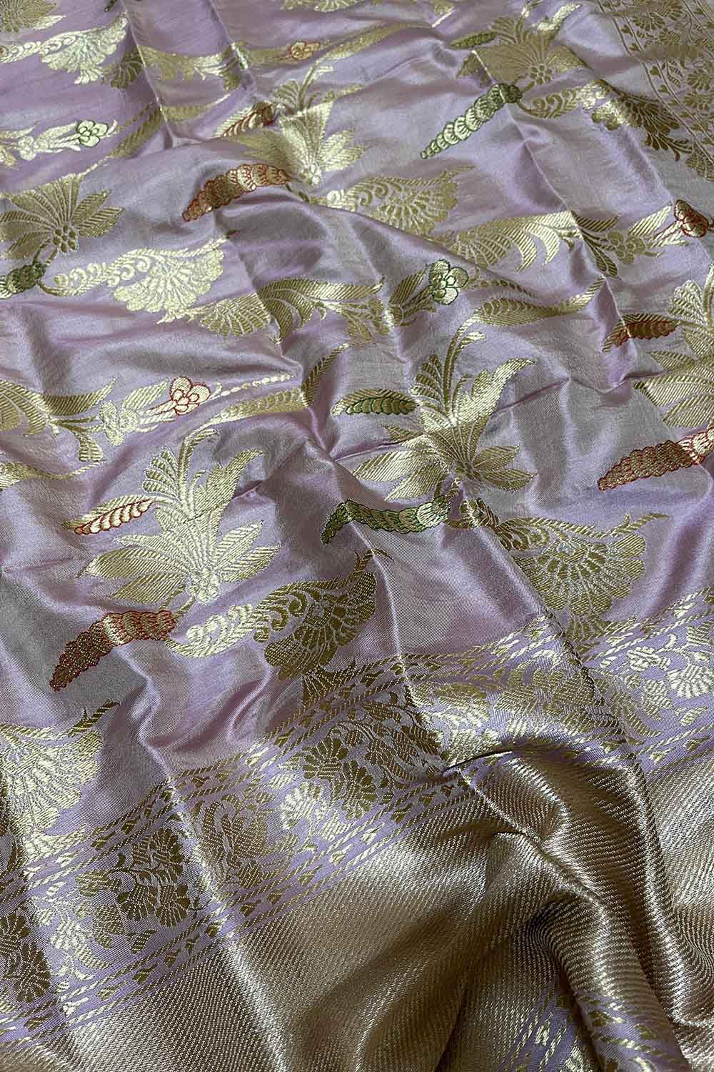 Pastel Handloom Banarasi Katan Silk Dupatta - Luxurion World- Crafted Heirlooms