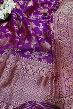 Exquisite Purple Handloom Banarasi Silk Meenakari Dupatta - Luxurion World- Crafted Heirlooms