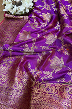 Exquisite Purple Handloom Banarasi Silk Meenakari Dupatta - Luxurion World- Crafted Heirlooms
