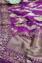 Exquisite Purple Handloom Banarasi Silk Meenakari Dupatta - Luxurion World- Crafted Heirlooms