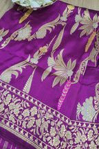 Exquisite Purple Handloom Banarasi Silk Meenakari Dupatta - Luxurion World- Crafted Heirlooms