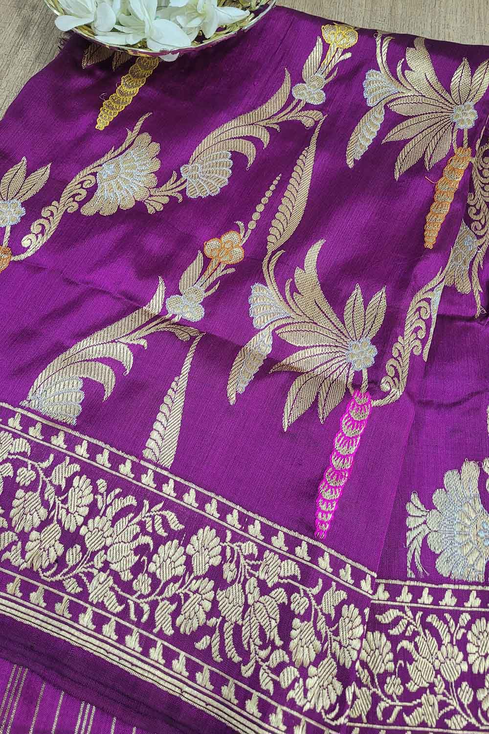 Exquisite Purple Handloom Banarasi Silk Meenakari Dupatta - Luxurion World