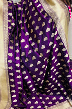 Exquisite Purple Banarasi Handloom Pure Katan Silk Booti Design Dupatta - Luxurion World