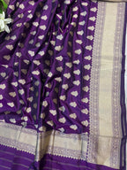 Exquisite Purple Banarasi Handloom Pure Katan Silk Booti Design Dupatta - Luxurion World