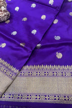 Exquisite Purple Handloom Banarasi Pure Katan Silk Flower Design Dupatta - Luxurion World