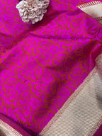 Pink Handloom Banarasi Pure Katan Silk Tanchui Dupatta - Luxurion World