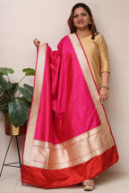 Pink Handloom Banarasi Pure Katan Silk Tanchui Dupatta - Luxurion World