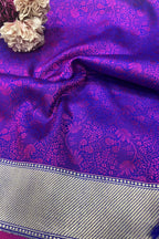 Purple Handloom Banarasi Pure Katan Silk Tanchui Dupatta - Luxurion World