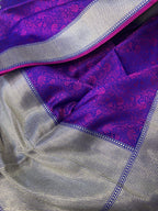 Purple Handloom Banarasi Pure Katan Silk Tanchui Dupatta - Luxurion World