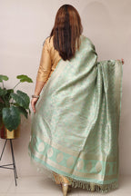 Blue Handloom Banarasi Pure Katan Silk Dupatta - Luxurion World