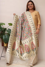 Dyeable Handloom Banarasi Pure Moonga Silk Flower Design Dupatta - Luxurion World