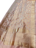 Pink Pure Katan Silk Banarasi Handloom Flower And Parrot Design Meenakari Dupatta - Luxurion World
