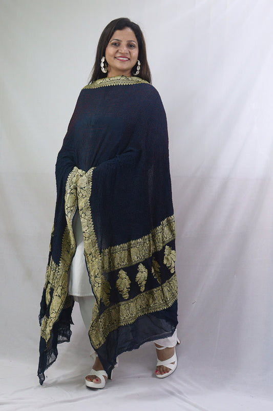 Stunning Blue Bandhani Georgette Dupatta for Elegant Attire - Luxurion World