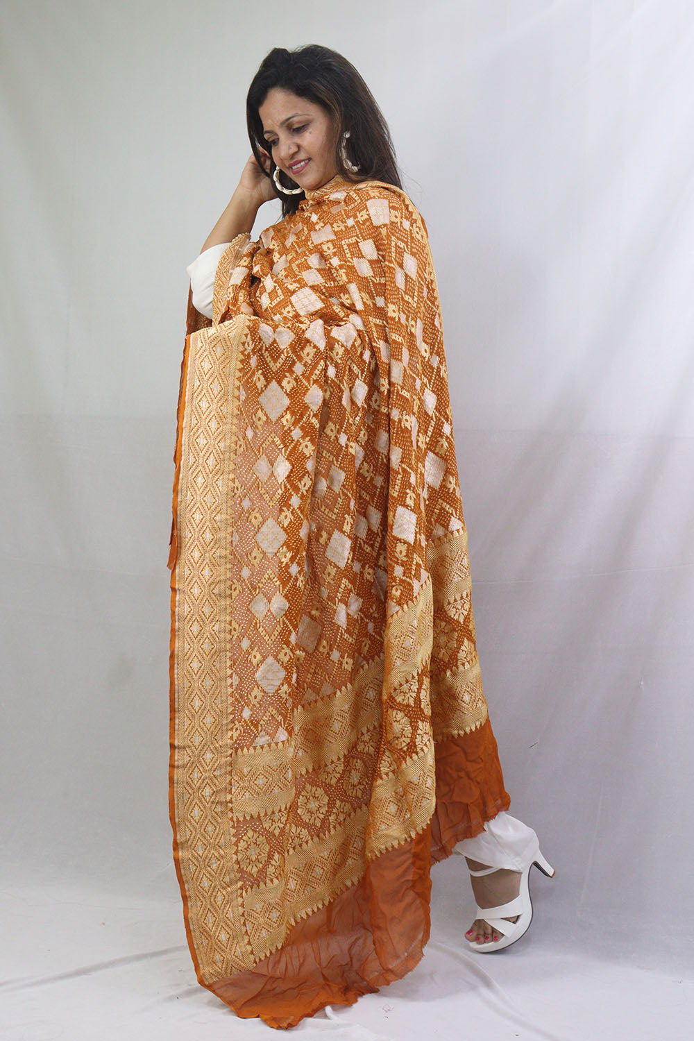 Stylish Mustard Yellow Bandhani Georgette Dupatta for Ethnic Look - Luxurion World
