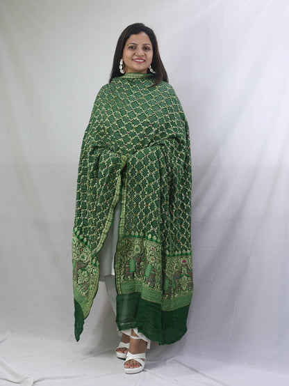 Stylish Green Bandhani Georgette Dupatta for a Pure Ethnic Look - Luxurion World