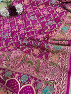 Beautiful Pink Banarasi Bandhani Pure Georgette Dupatta - Luxurion World- Crafted Heirlooms