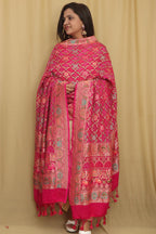 Beautiful Pink Banarasi Bandhani Pure Georgette Dupatta - Luxurion World- Crafted Heirlooms