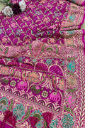 Beautiful Pink Banarasi Bandhani Pure Georgette Dupatta - Luxurion World- Crafted Heirlooms