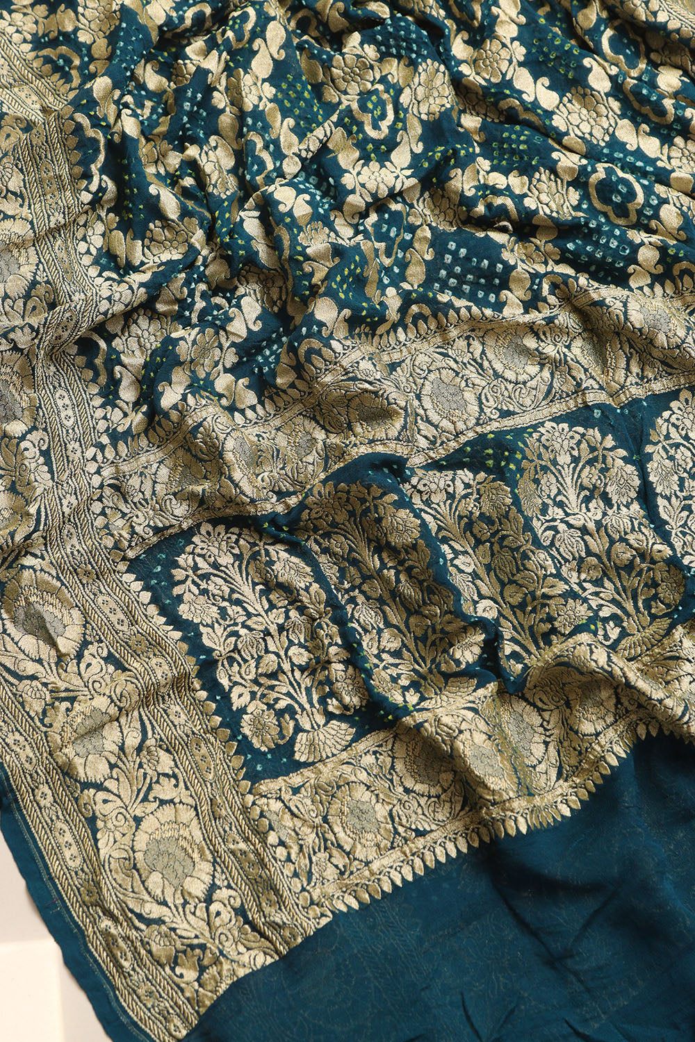 Blue Banarasi Bandhani Georgette Dupatta - Luxurion World