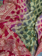 Multicolor Banarasi Bandhani Pure Georgette Dupatta - Luxurion World