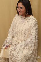 Dyeable Hand Embroidered Georgette Dupatta with Mukaish work - Luxurion World- Crafted Heirlooms