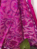 Pretty in Pink: Hand Embroidered Kantha Bangalore Silk Dupatta - Luxurion World