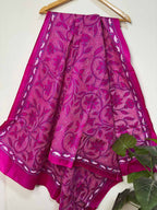Pretty in Pink: Hand Embroidered Kantha Bangalore Silk Dupatta - Luxurion World